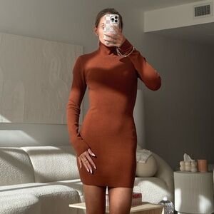 Burnt orange mini sweater dress size small